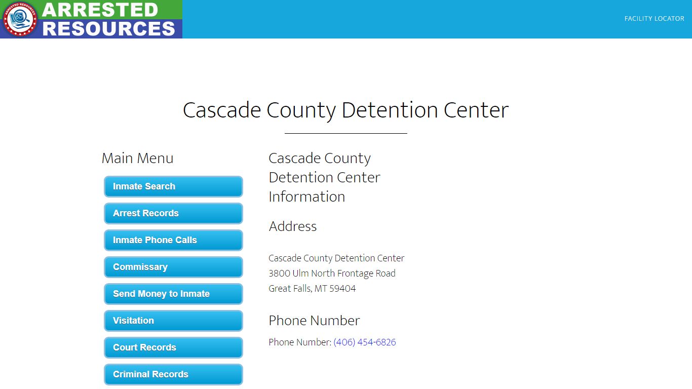 Cascade County Detention Center - Inmate Search - Great Falls, MT